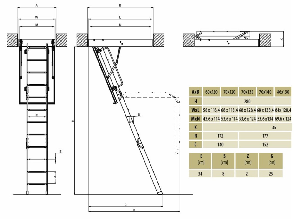 Fakro-Lwf-Ahşap-Katlanır-Çatı-Merdiven-Ölçüleri